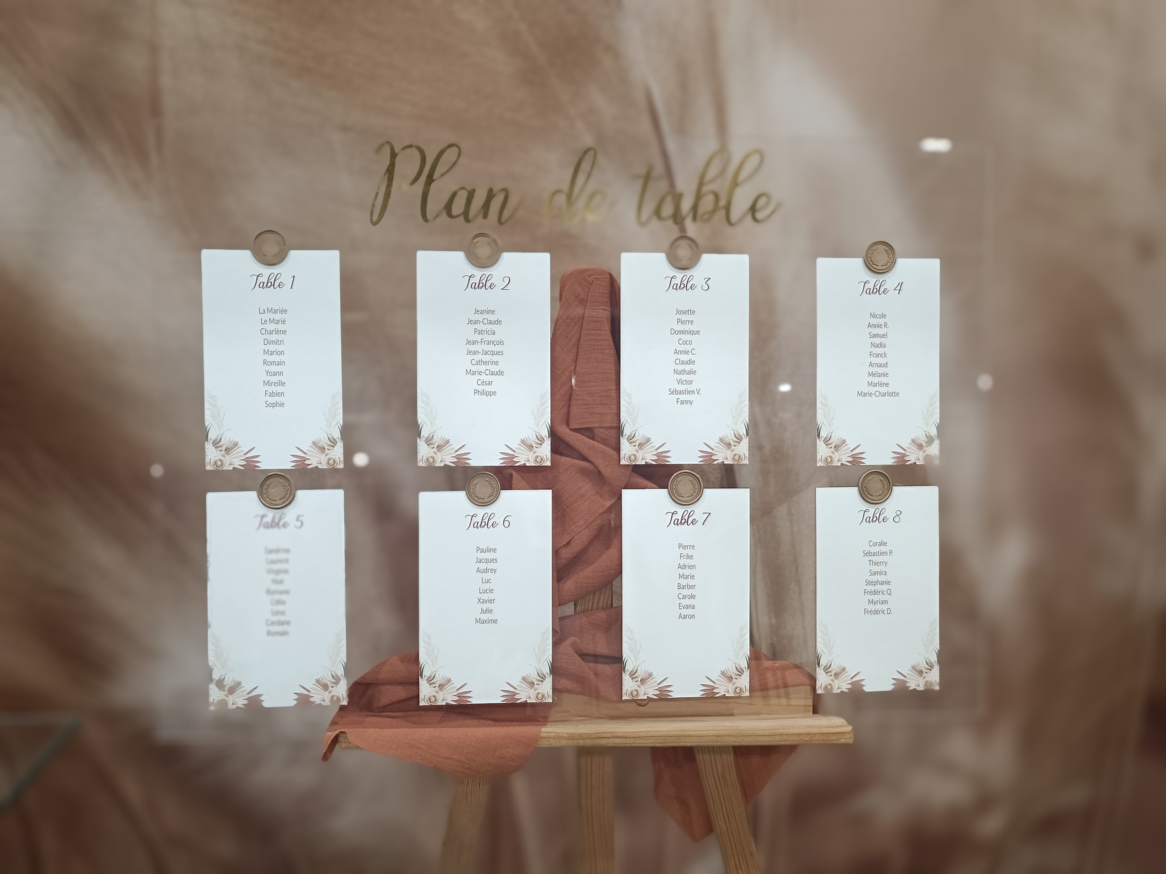 Plan de table en plexi avec cachets de cire - pampa 1