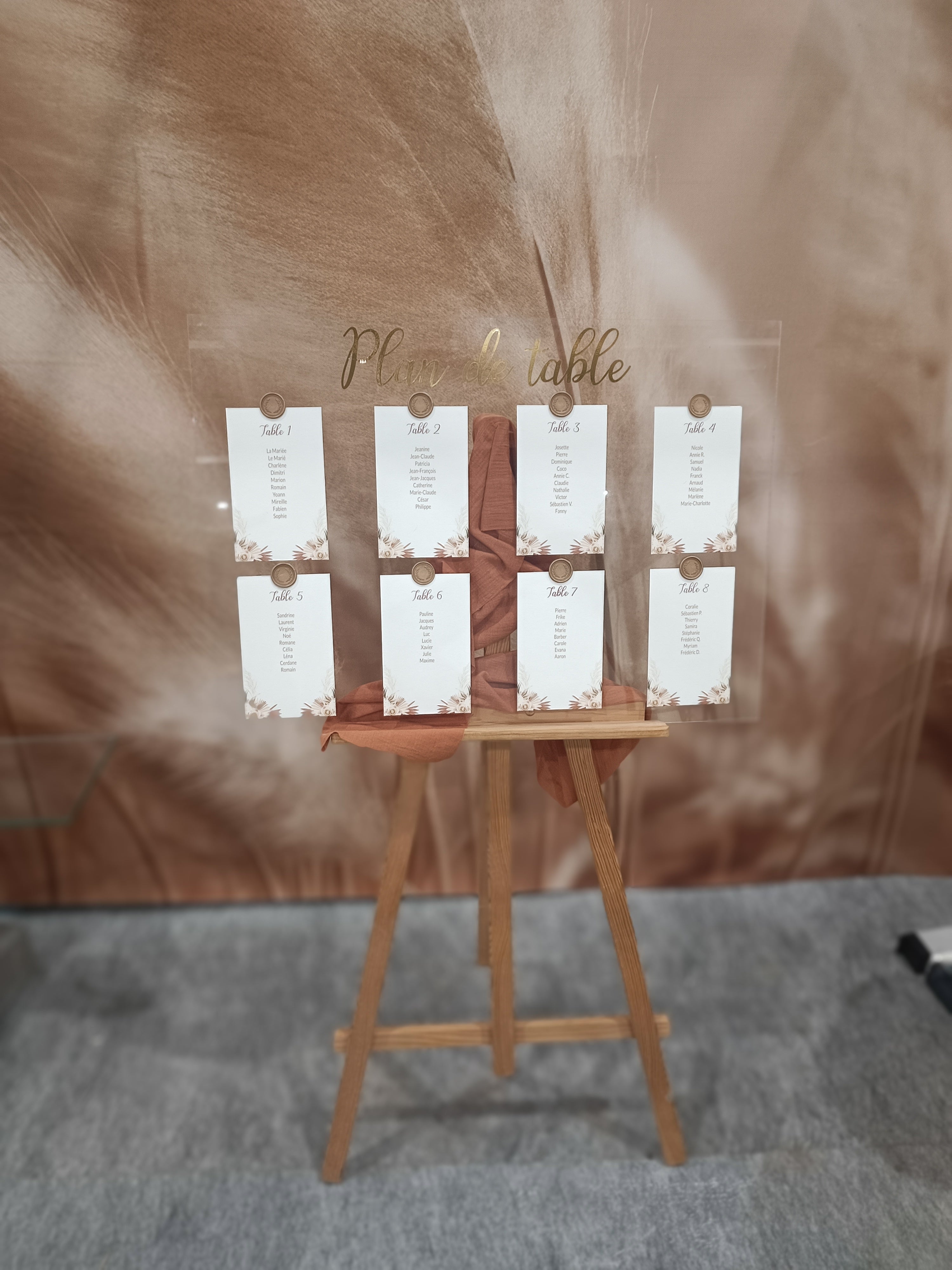 Plan de table en plexi avec cachets de cire - pampa 1