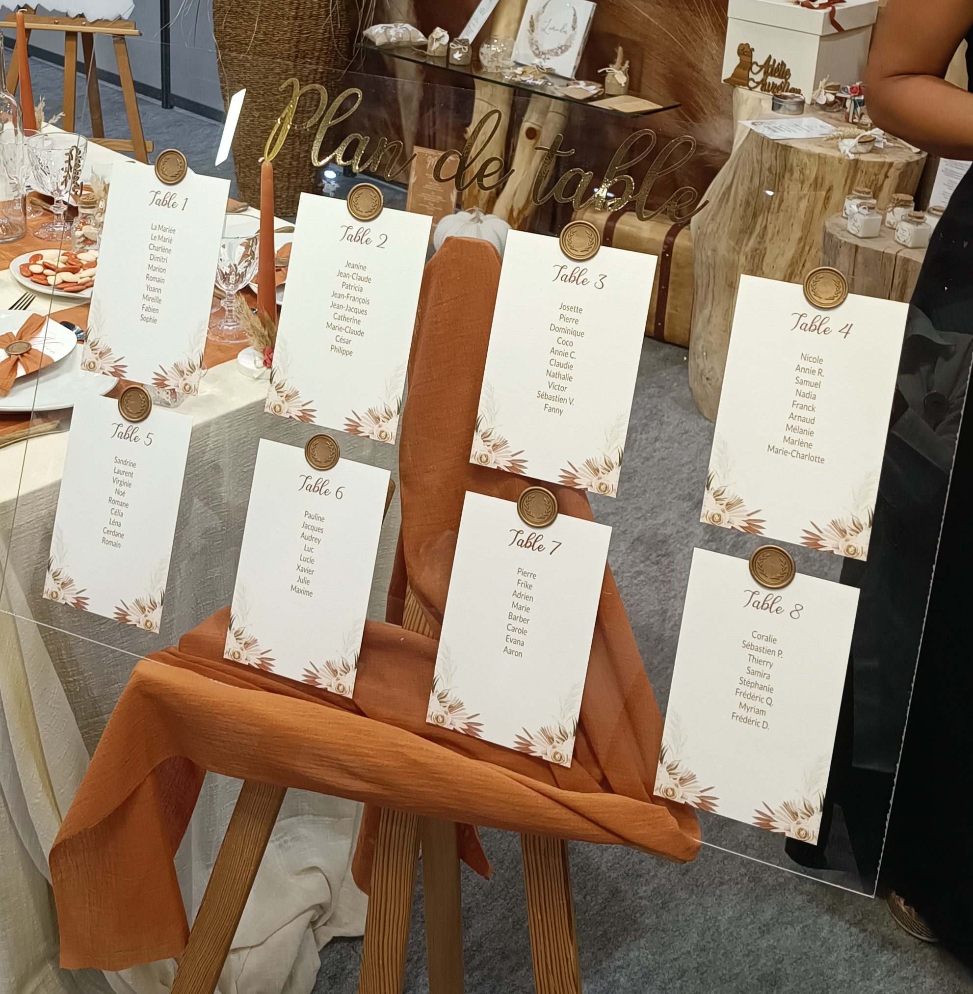 Plan de table en plexi avec cachets de cire - pampa 1