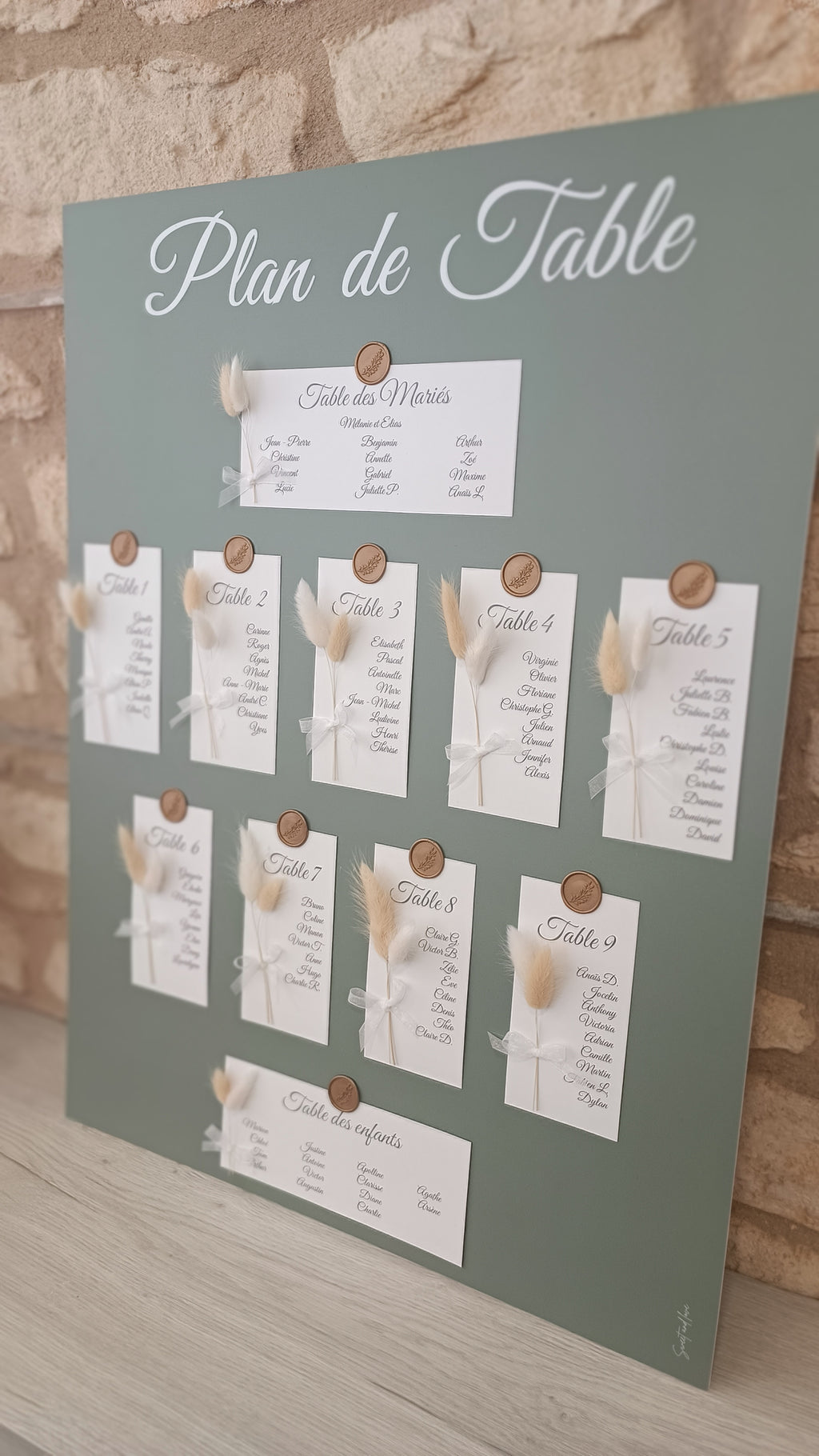 Panneau plan de table avec ses fleurs séchées