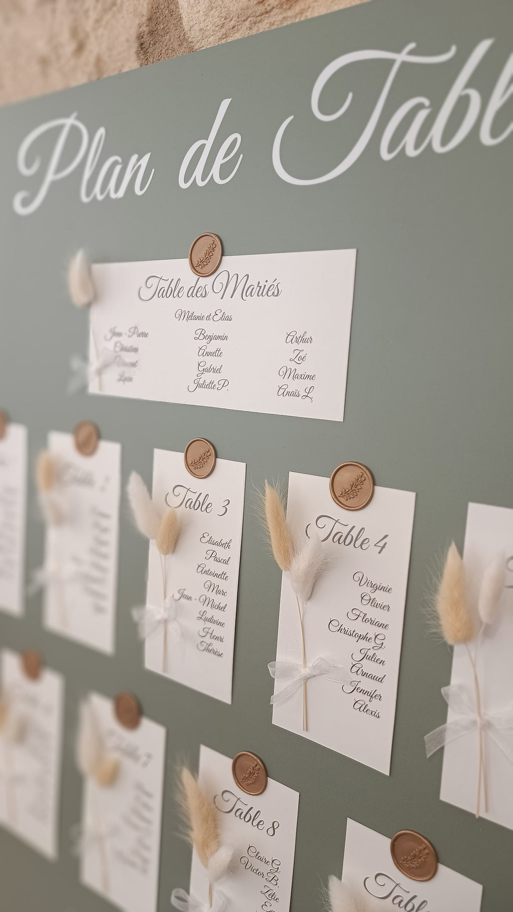 Panneau plan de table avec ses fleurs séchées