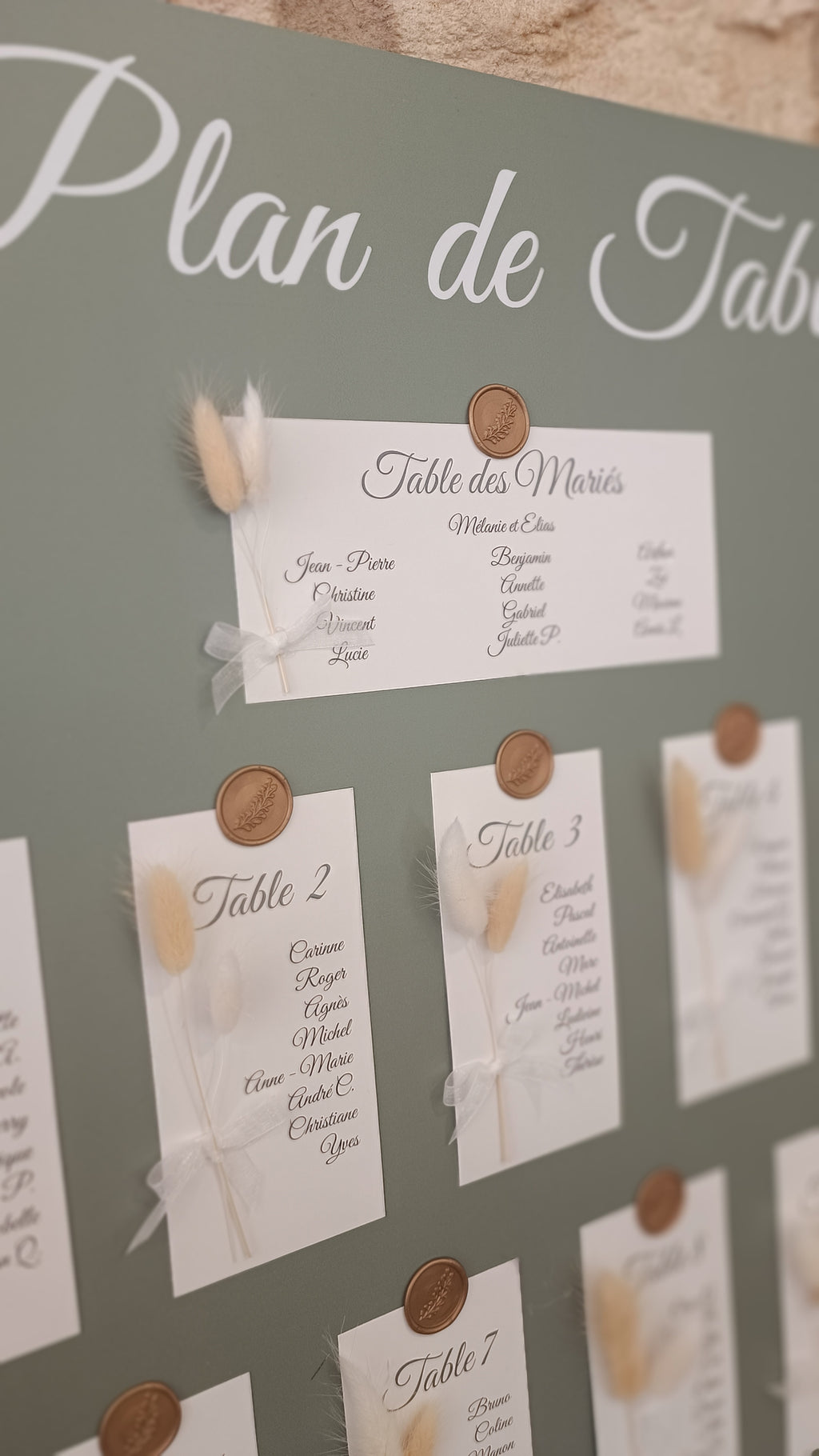 Panneau plan de table avec ses fleurs séchées