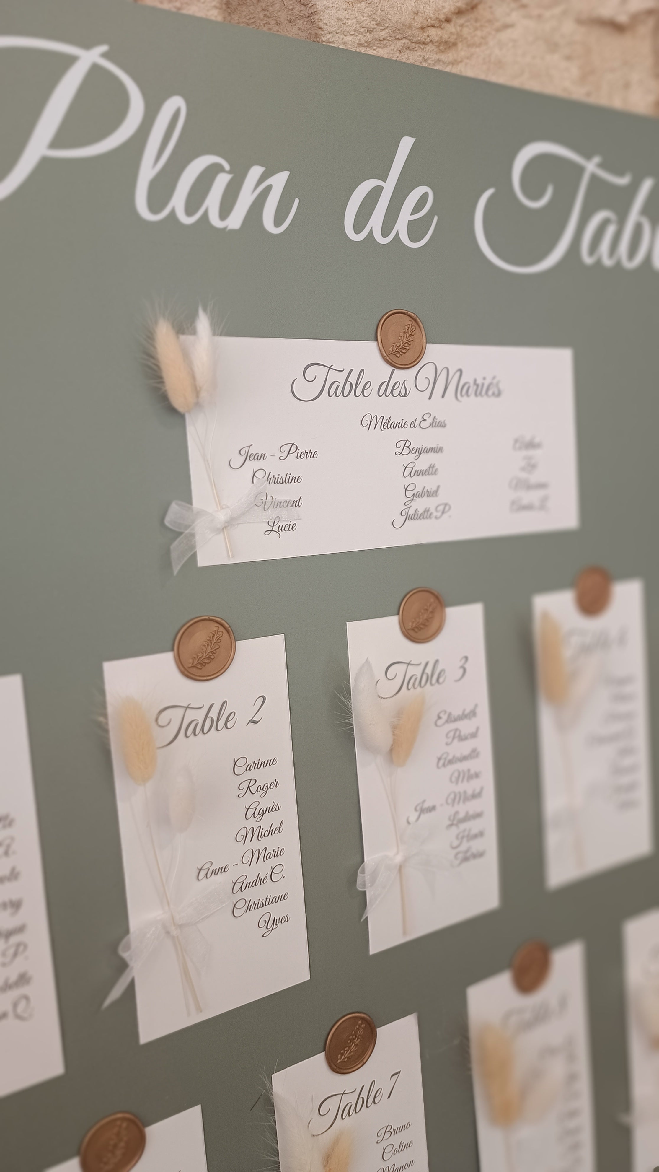 Panneau plan de table avec ses fleurs séchées