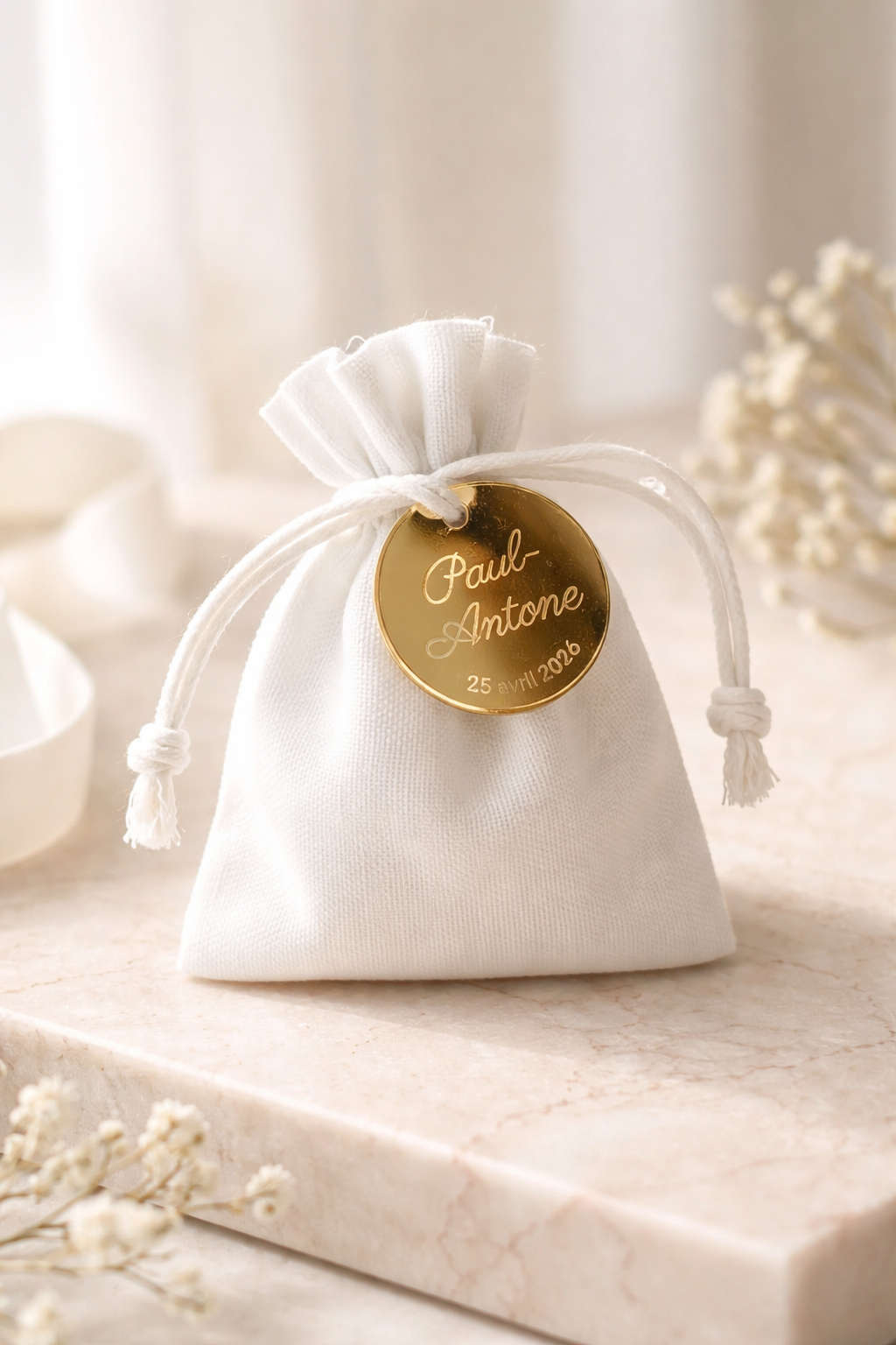 Etiquettes en plexi pour pochon ou emballage à dragées