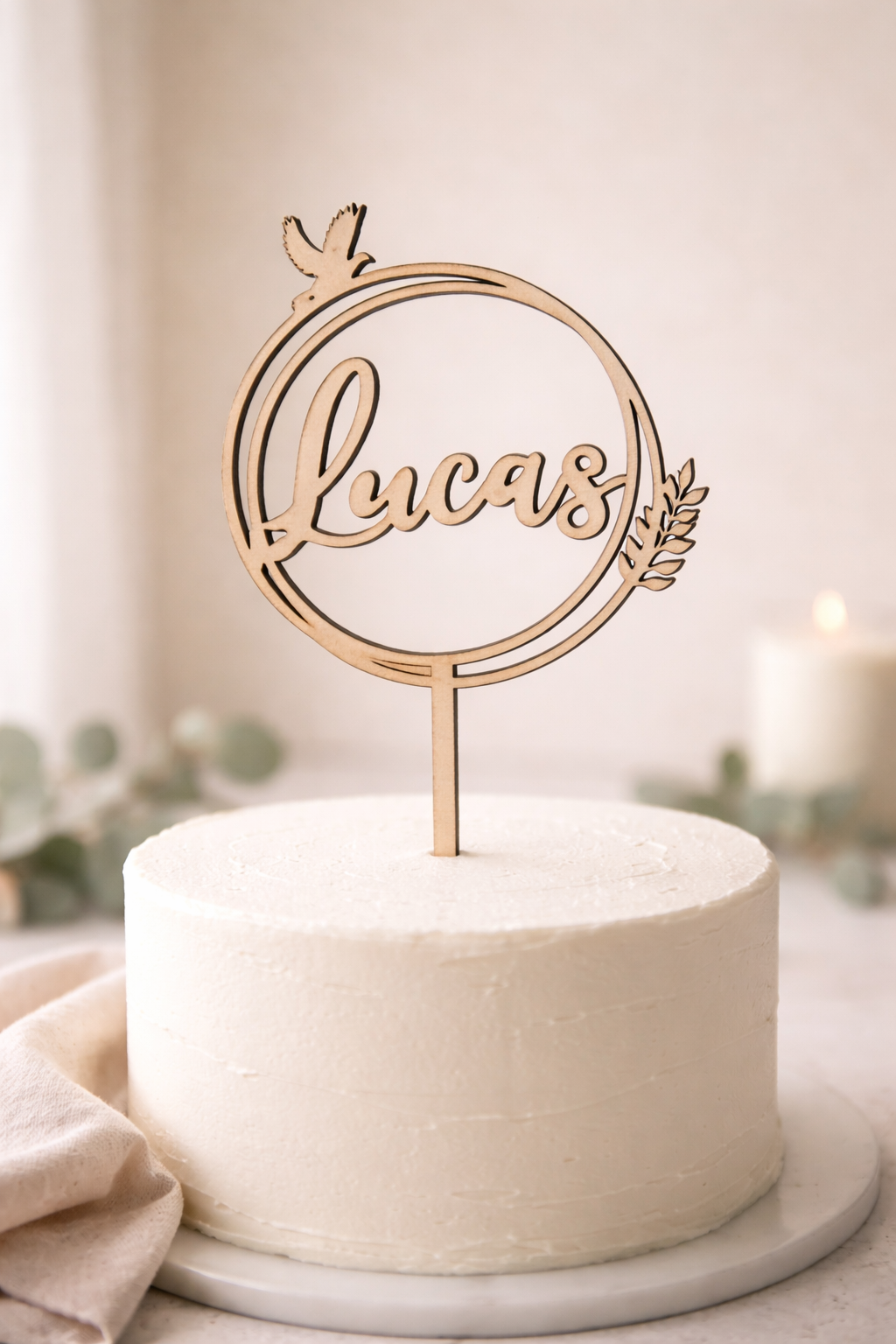 Cake topper personnalisé en bois