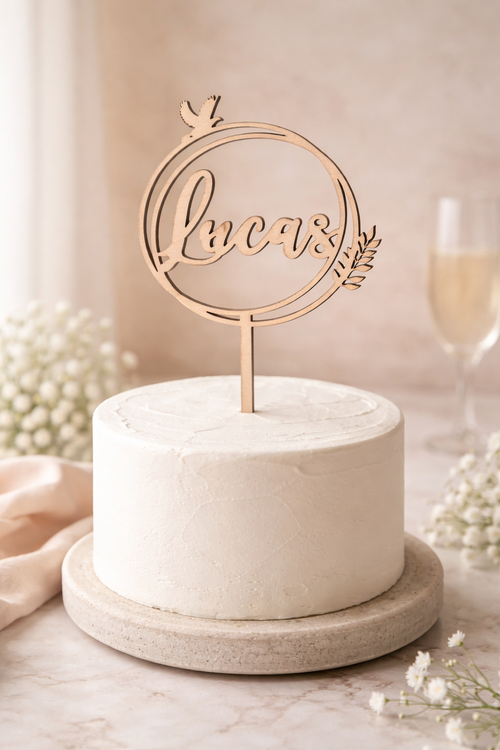 Cake topper personnalisé en bois
