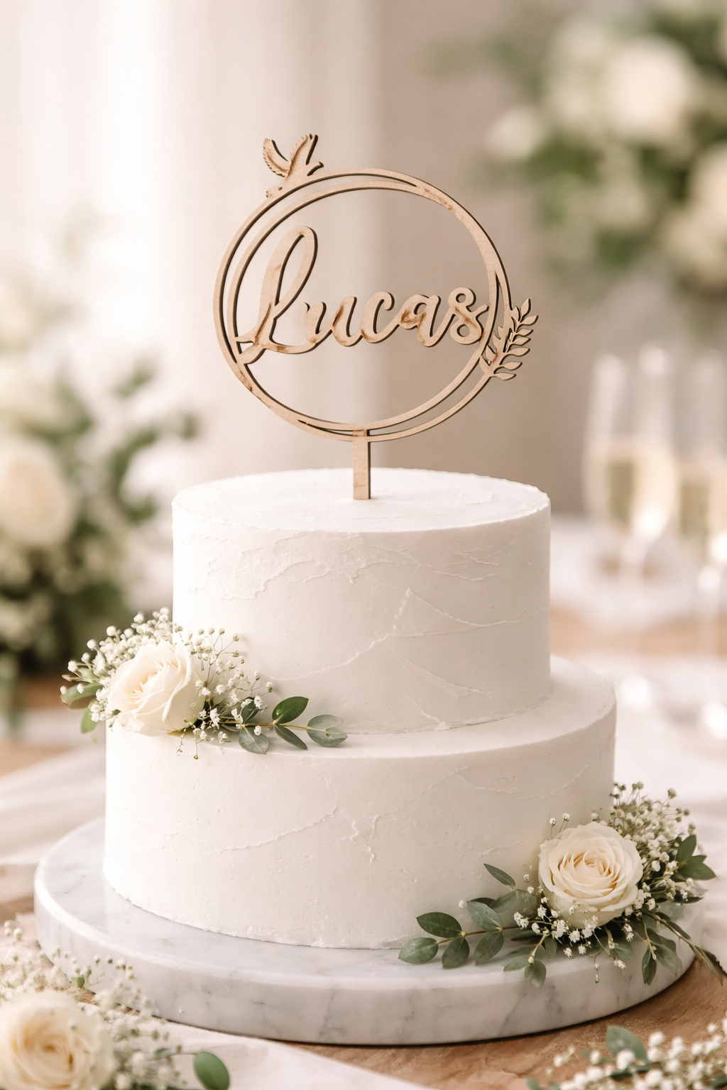 Cake topper personnalisé en bois