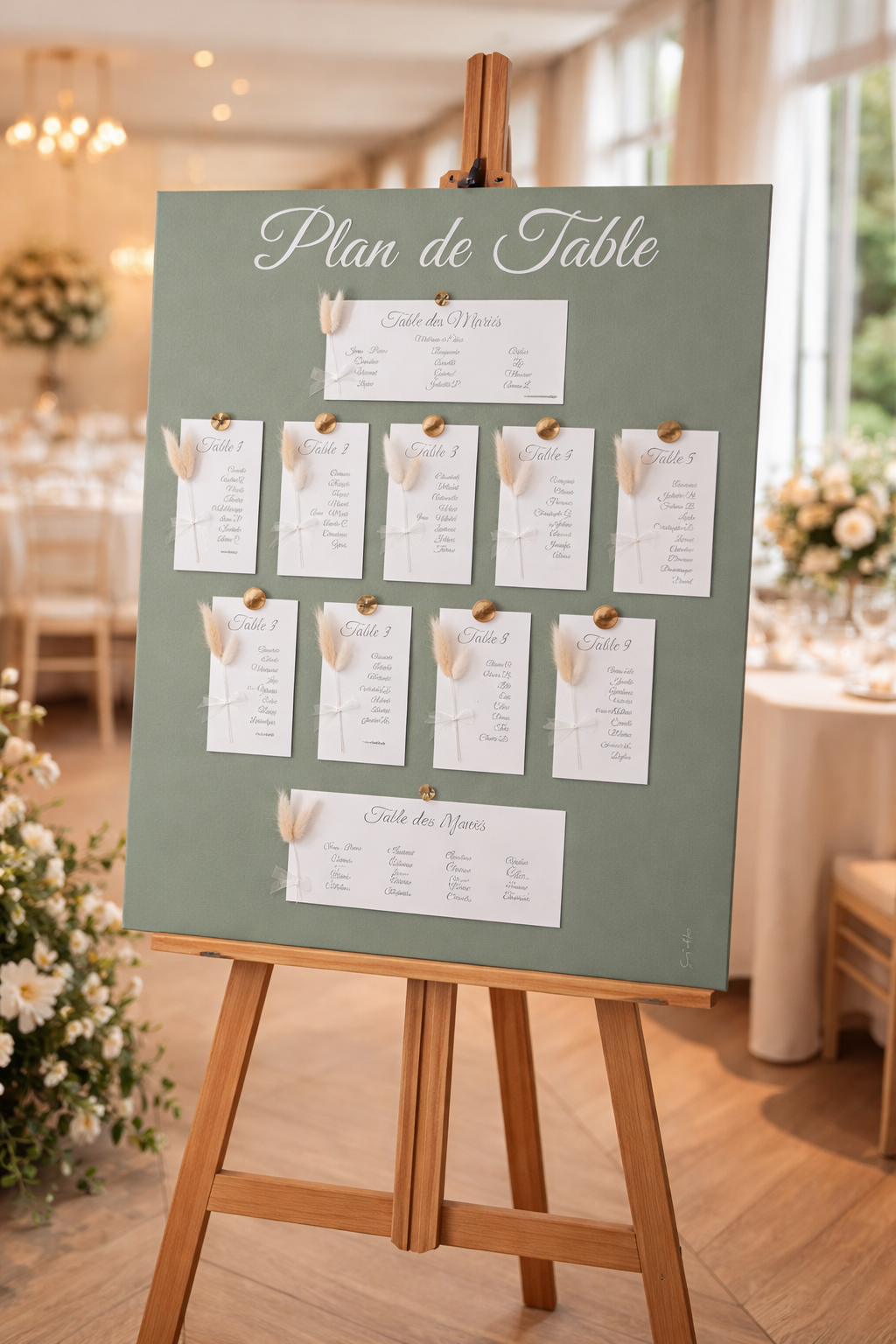 Panneau plan de table avec ses fleurs séchées