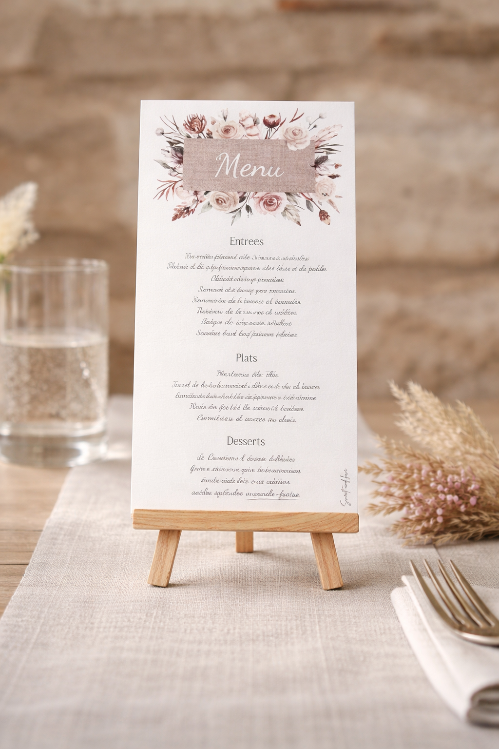 Menu de mariage personnalisé - AQUA FLORAL