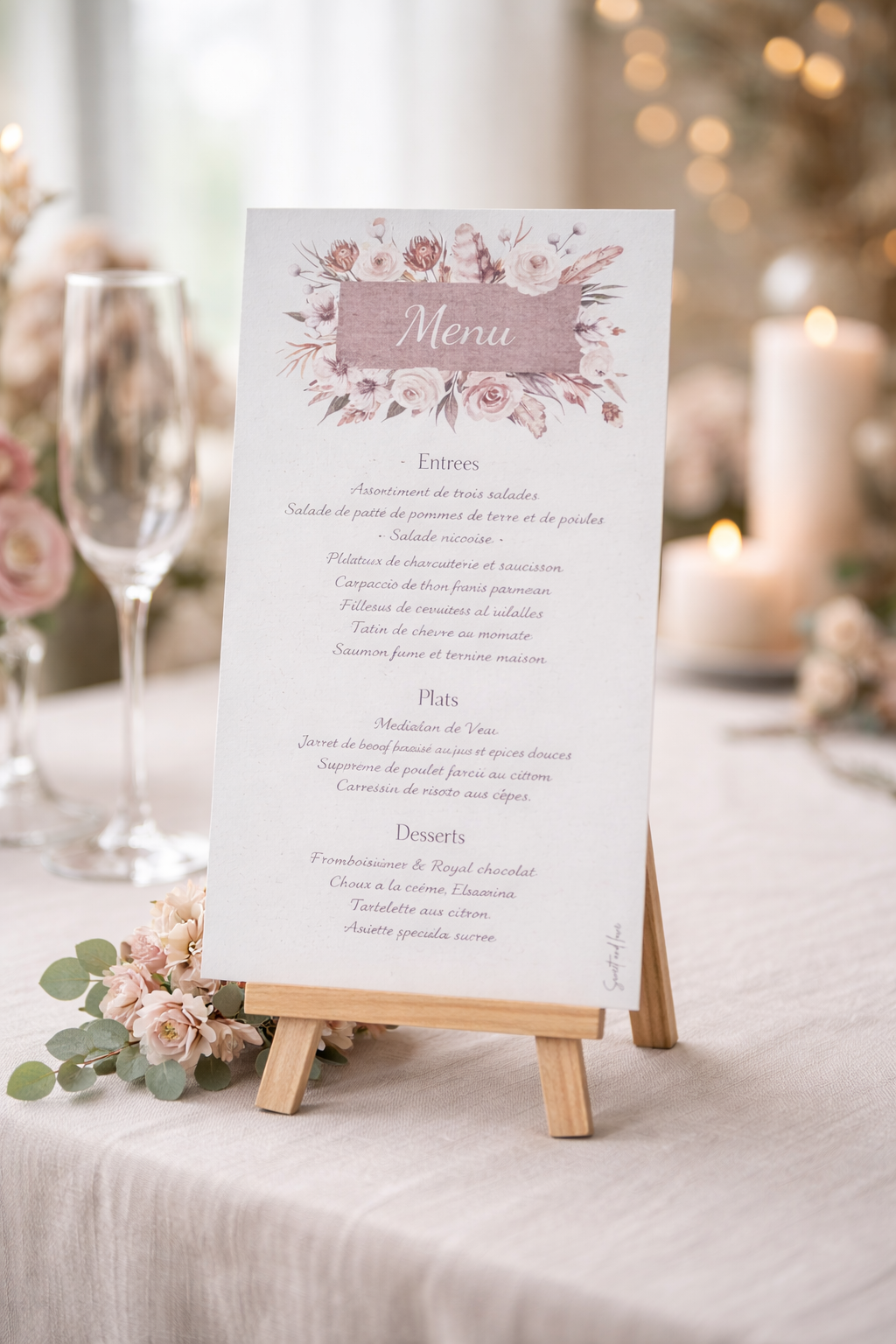 Menu de mariage personnalisé - AQUA FLORAL