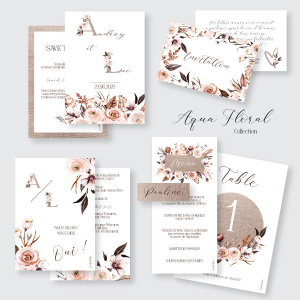 Carte pour compléments d'informations Aqua Floral