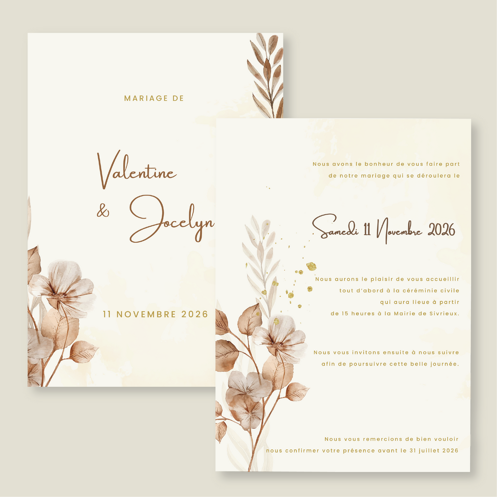 Faire-part de mariage - Collection Bohème n°1