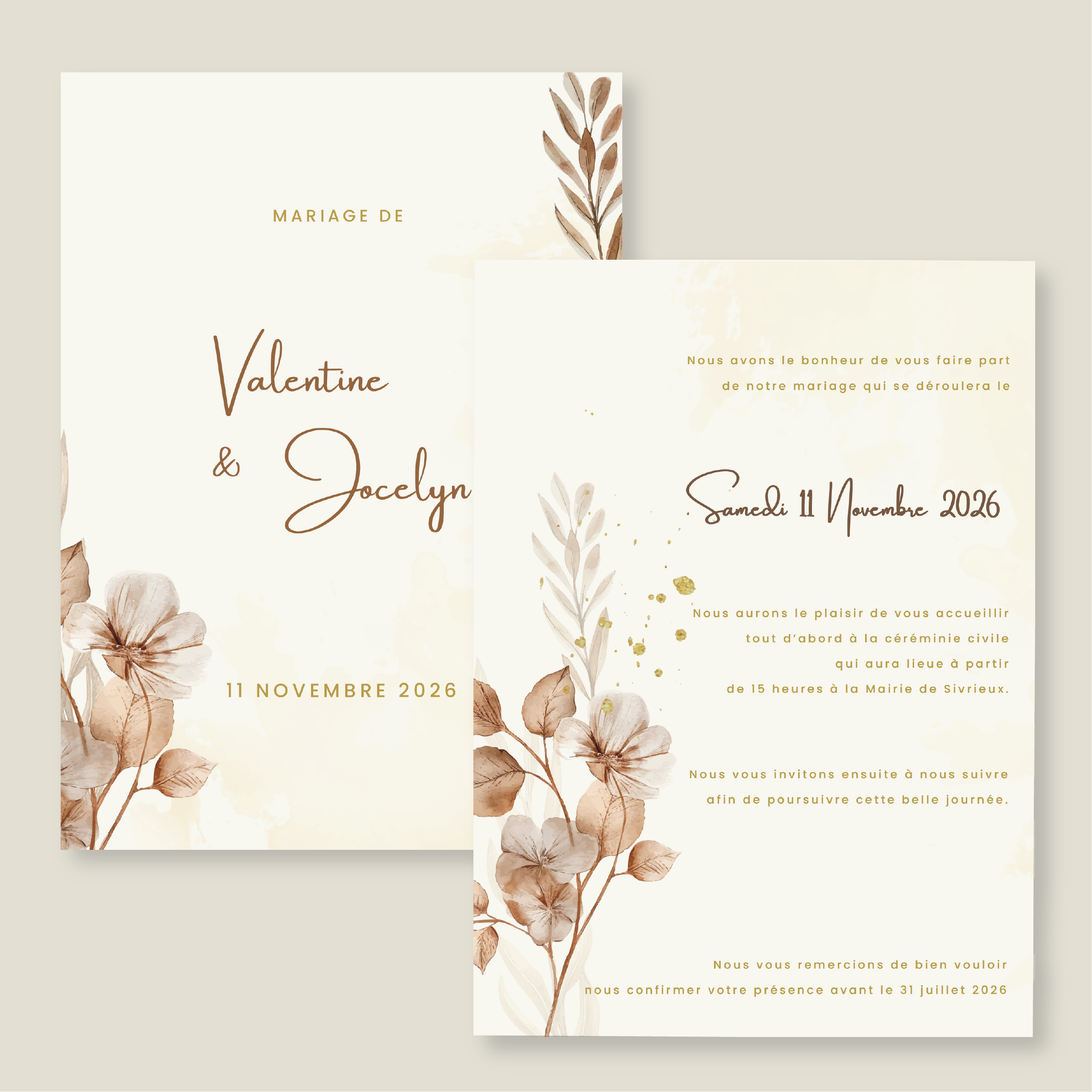 Faire-part de mariage - Collection Bohème n°1