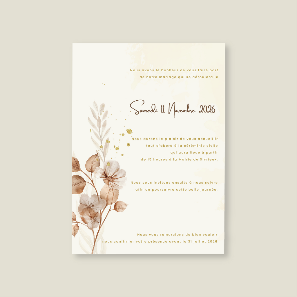 Faire-part de mariage - Collection Bohème n°1