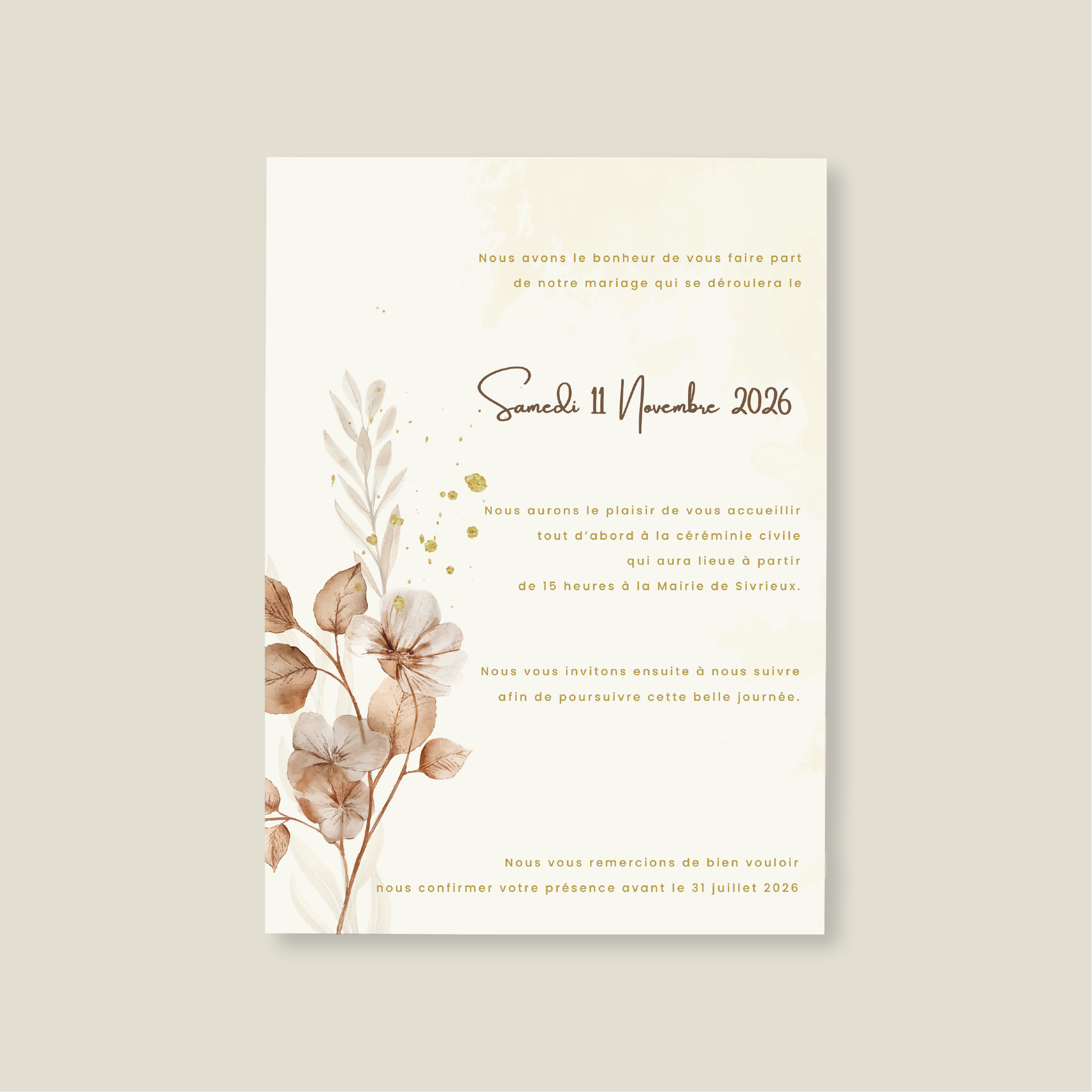 Faire-part de mariage - Collection Bohème n°1