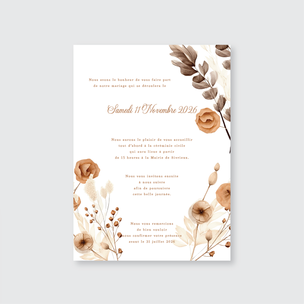 Faire-part de mariage - Collection Bohème n°2