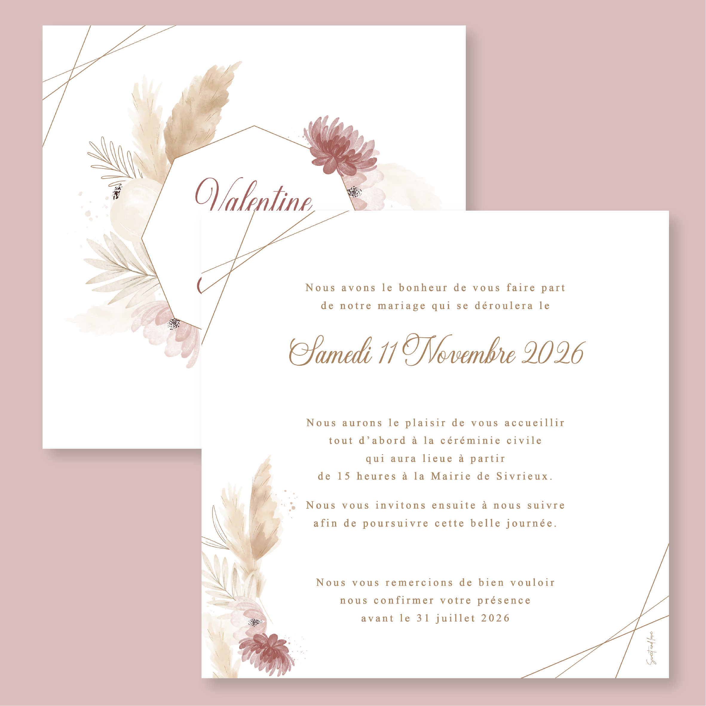 Faire-part de mariage - Collection Bohème n°3