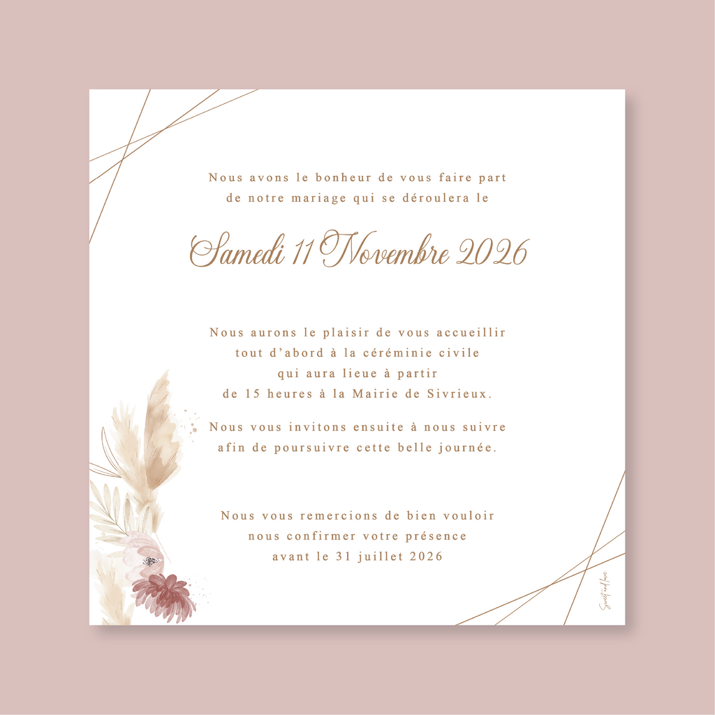 Faire-part de mariage - Collection Bohème n°3