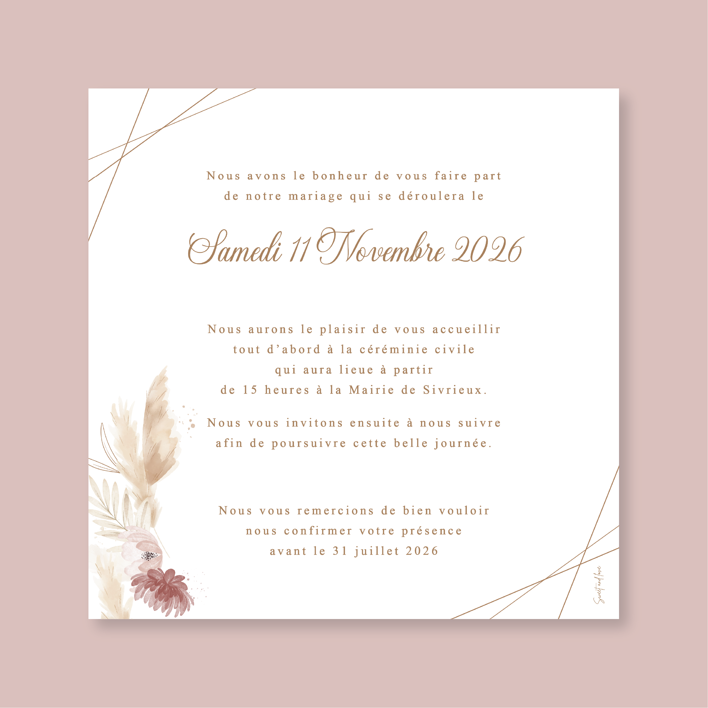 Faire-part de mariage - Collection Bohème n°3