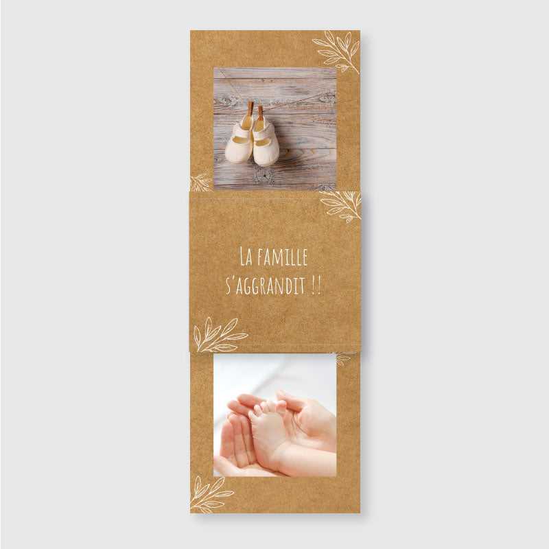 Faire-part de naissance marque page Kraft