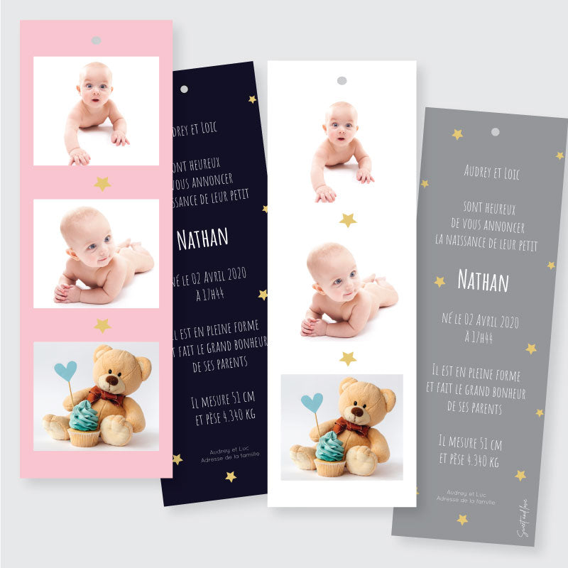 Faire-part de naissance marque page - Ma petite étoile