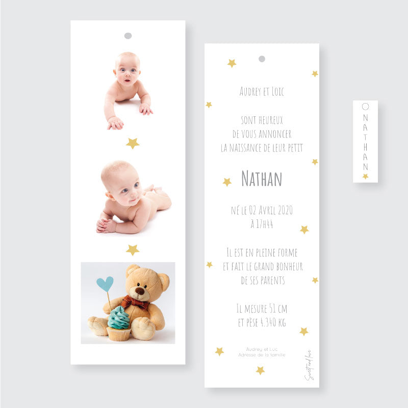 Faire-part de naissance marque page - Ma petite étoile