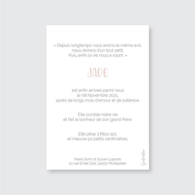 Faire-part de naissance Jade