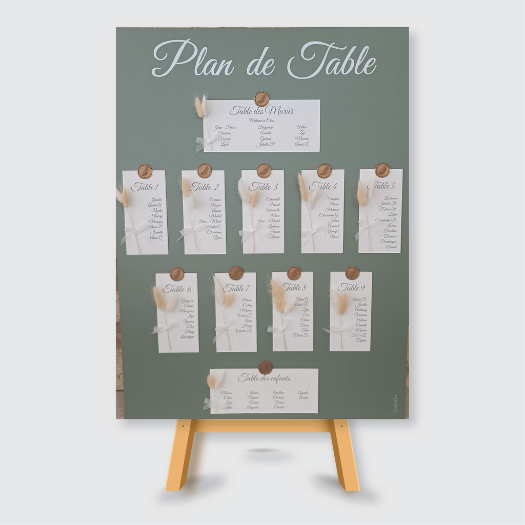 Panneau plan de table avec ses fleurs séchées