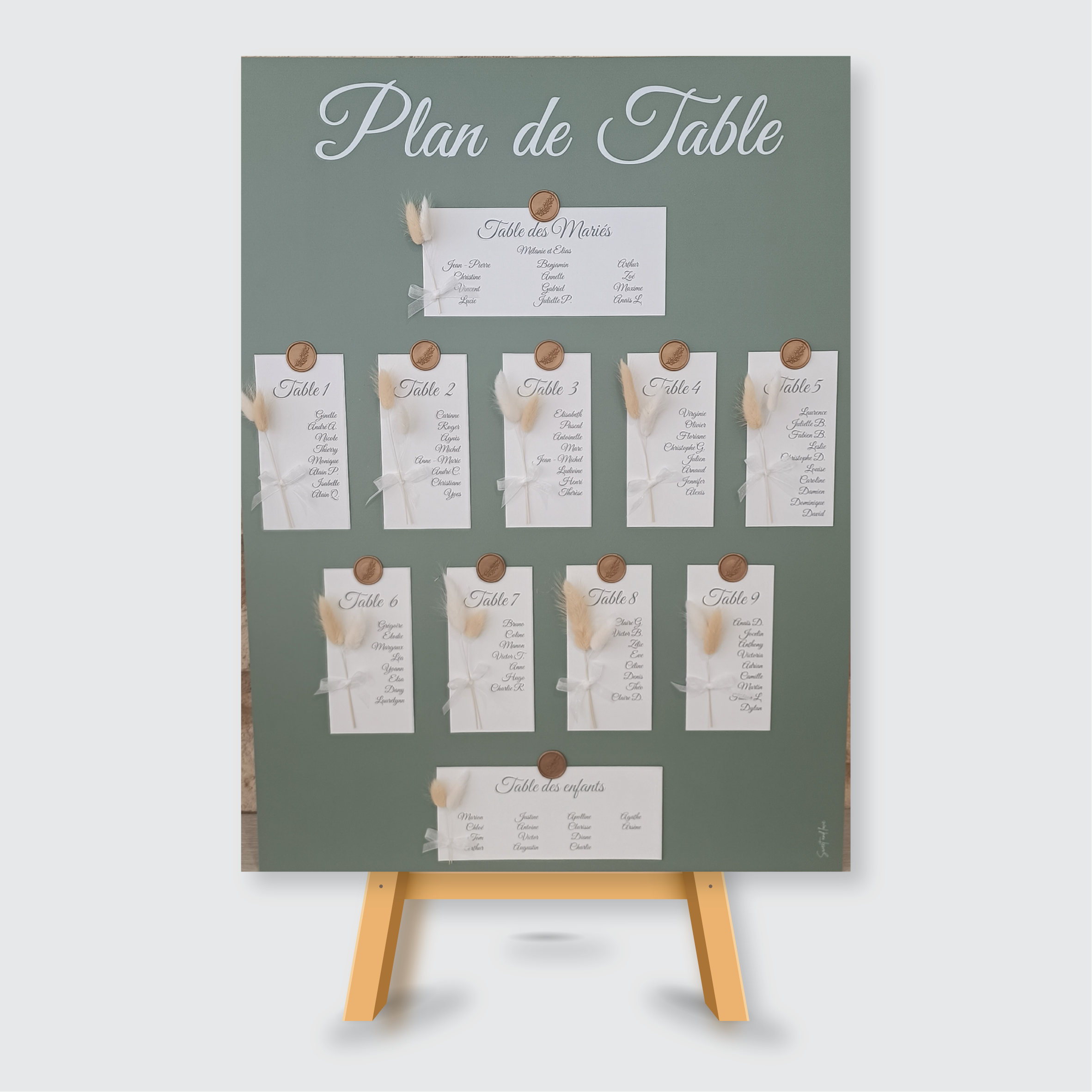 Panneau plan de table avec ses fleurs séchées