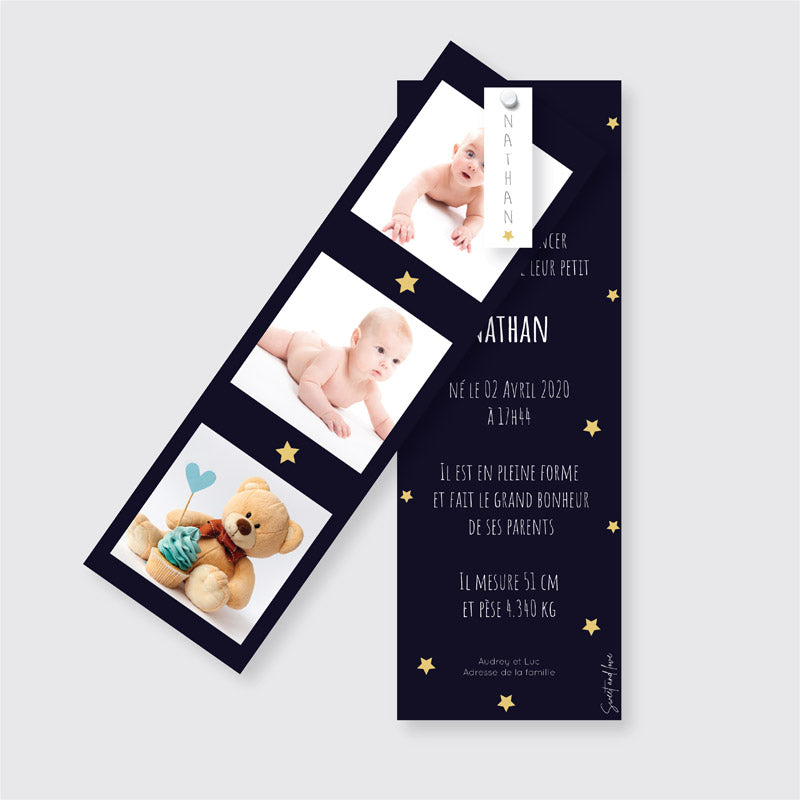 Faire-part de naissance marque page - Ma petite étoile