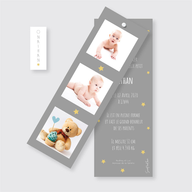 Faire-part de naissance marque page - Ma petite étoile