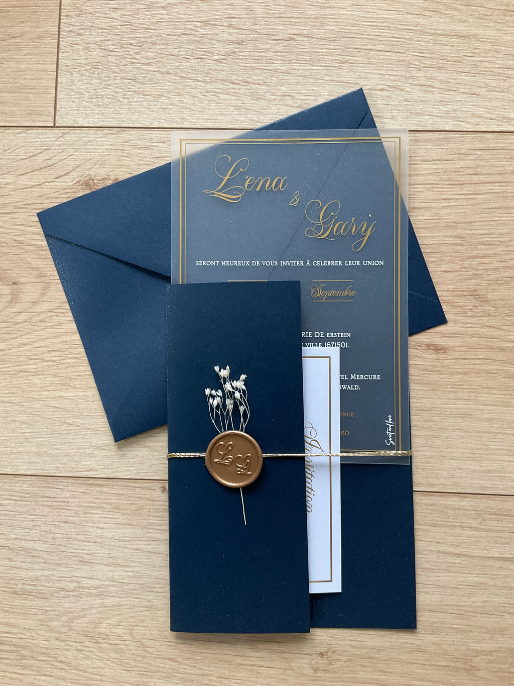 Faire-part de mariage plexi dans sa pochette