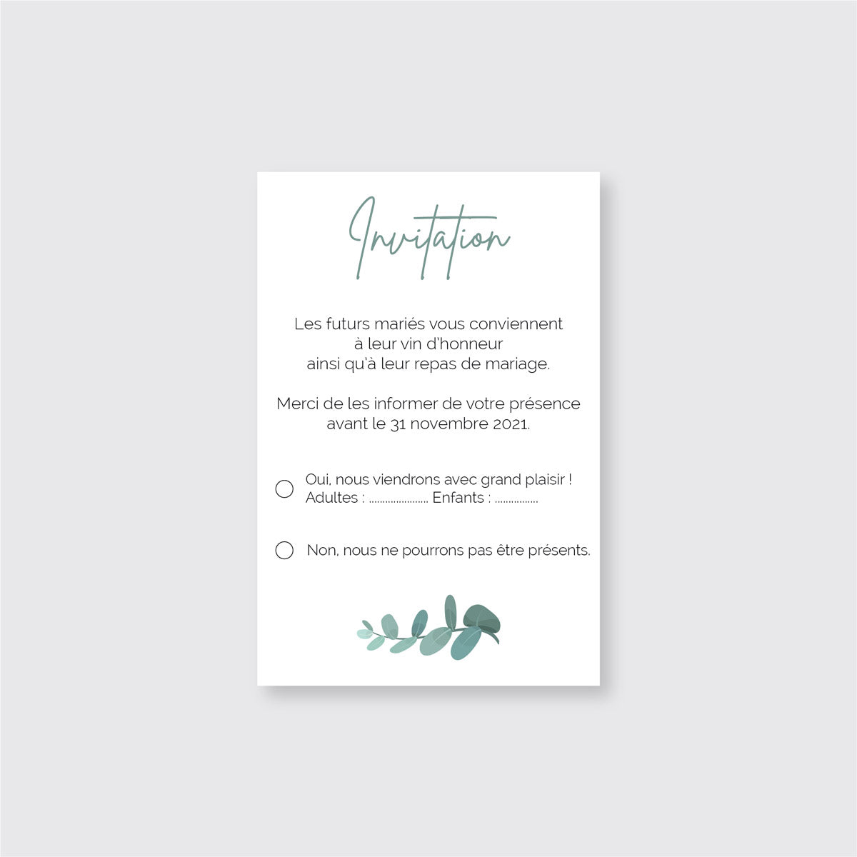 Carte complément d'informations – Eucalyptus
