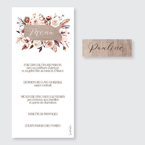 Menu de mariage personnalisé - AQUA FLORAL