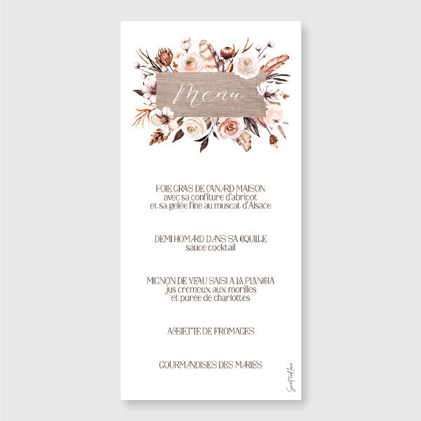 Menu de mariage personnalisé - AQUA FLORAL
