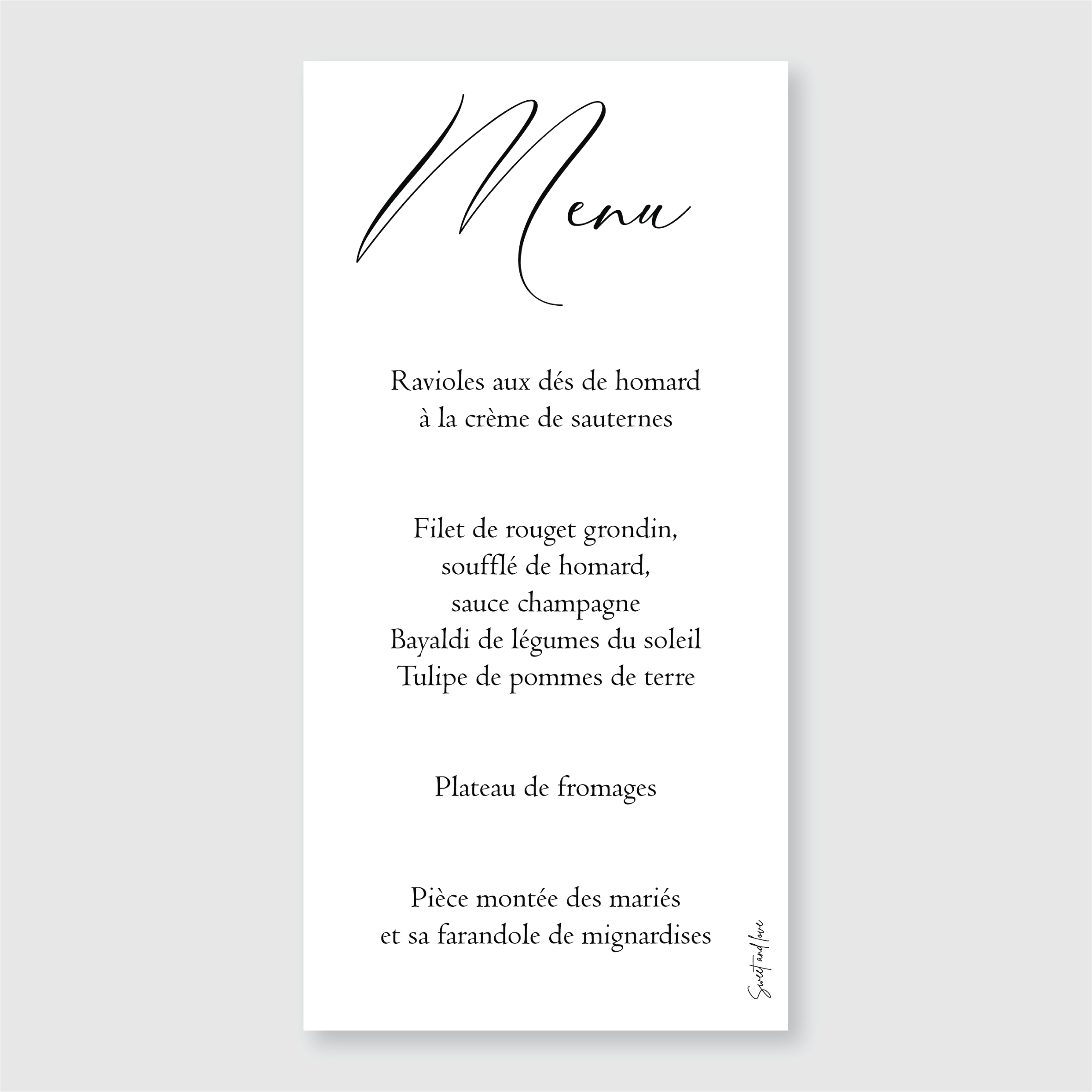 Menu de mariage - ELEGANCE 2
