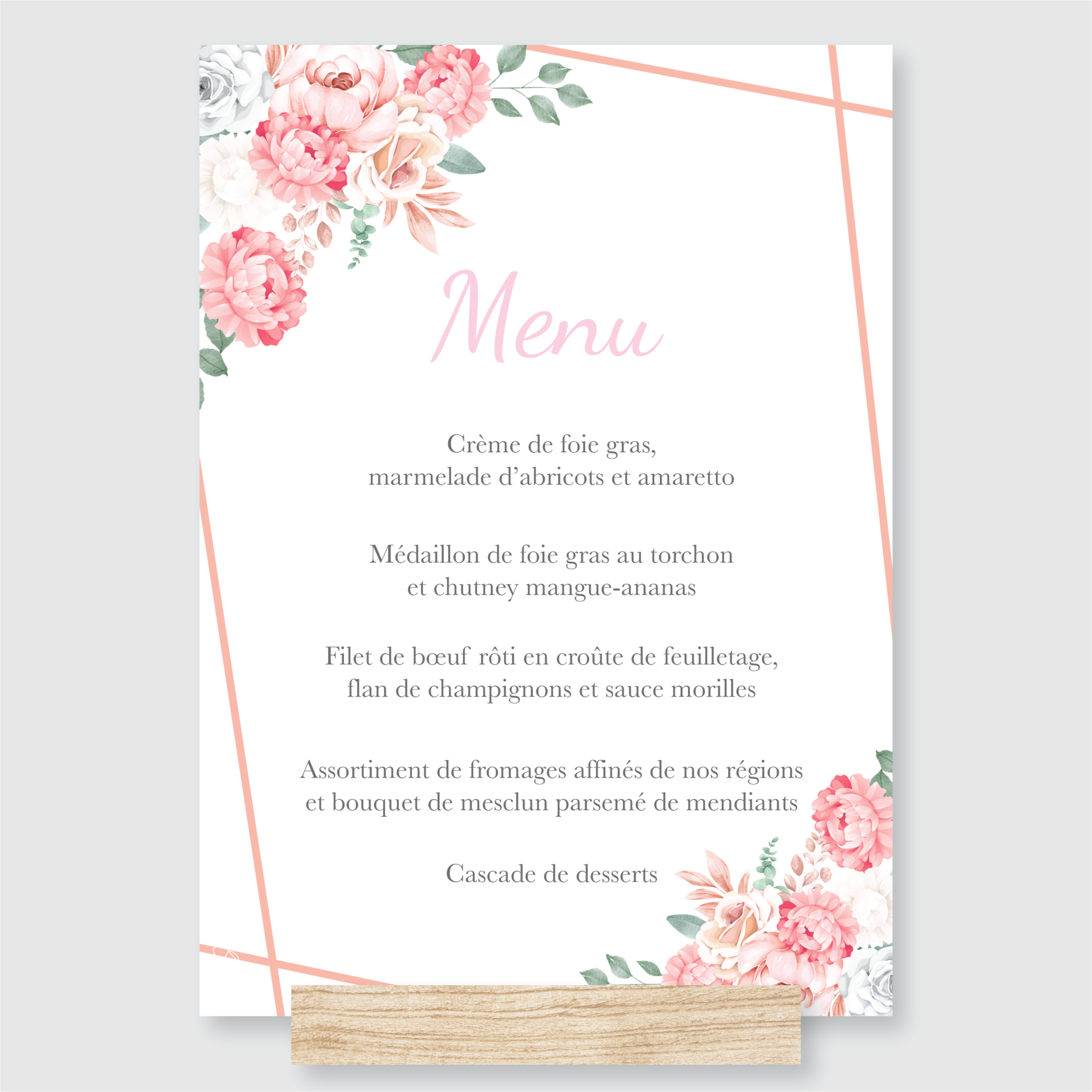 Menu de mariage - Romantica