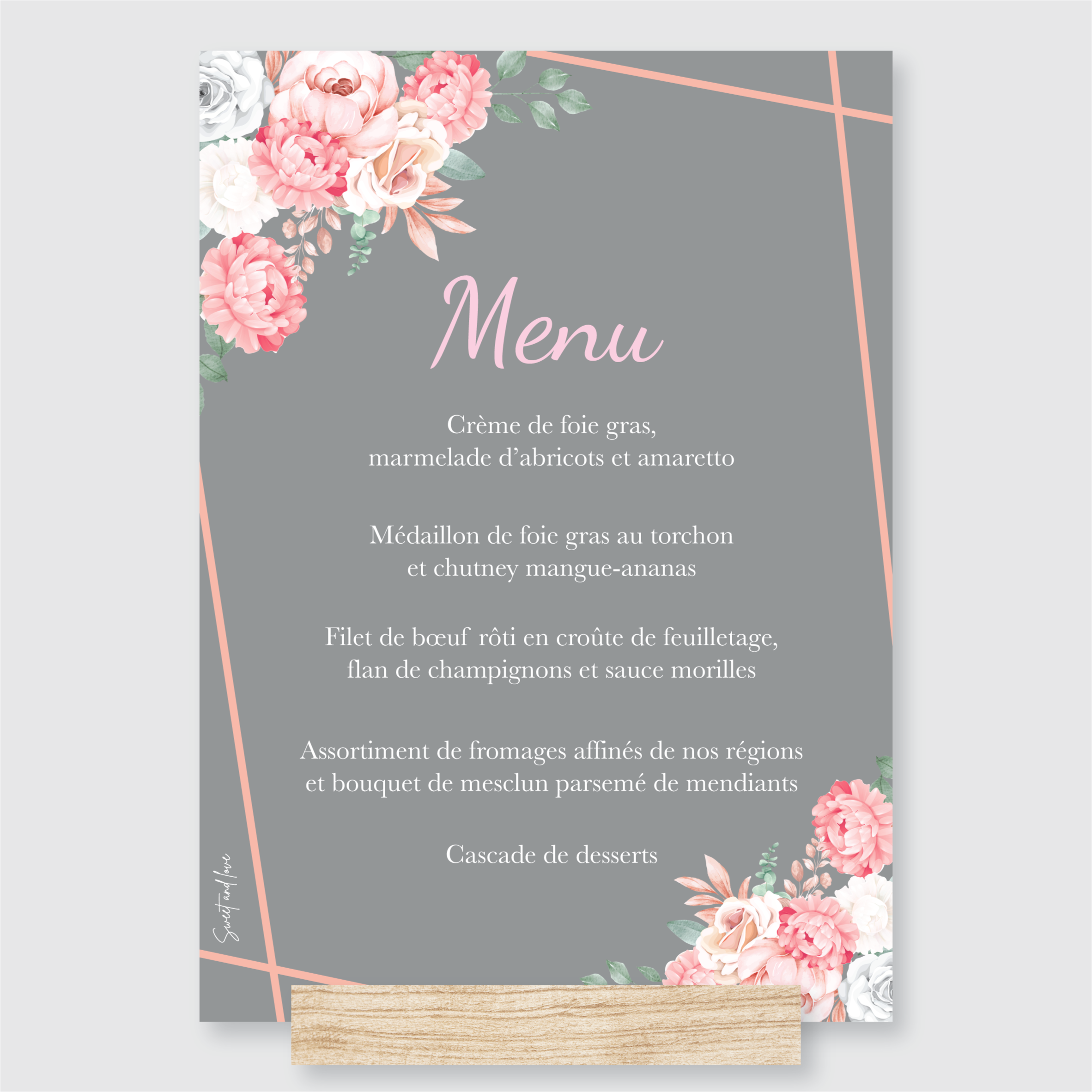 Menu de mariage - Romantica
