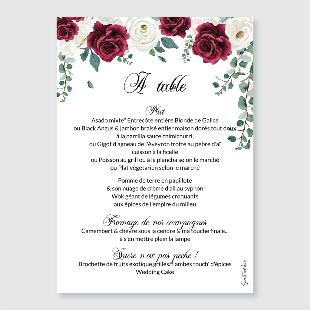Menu de mariage