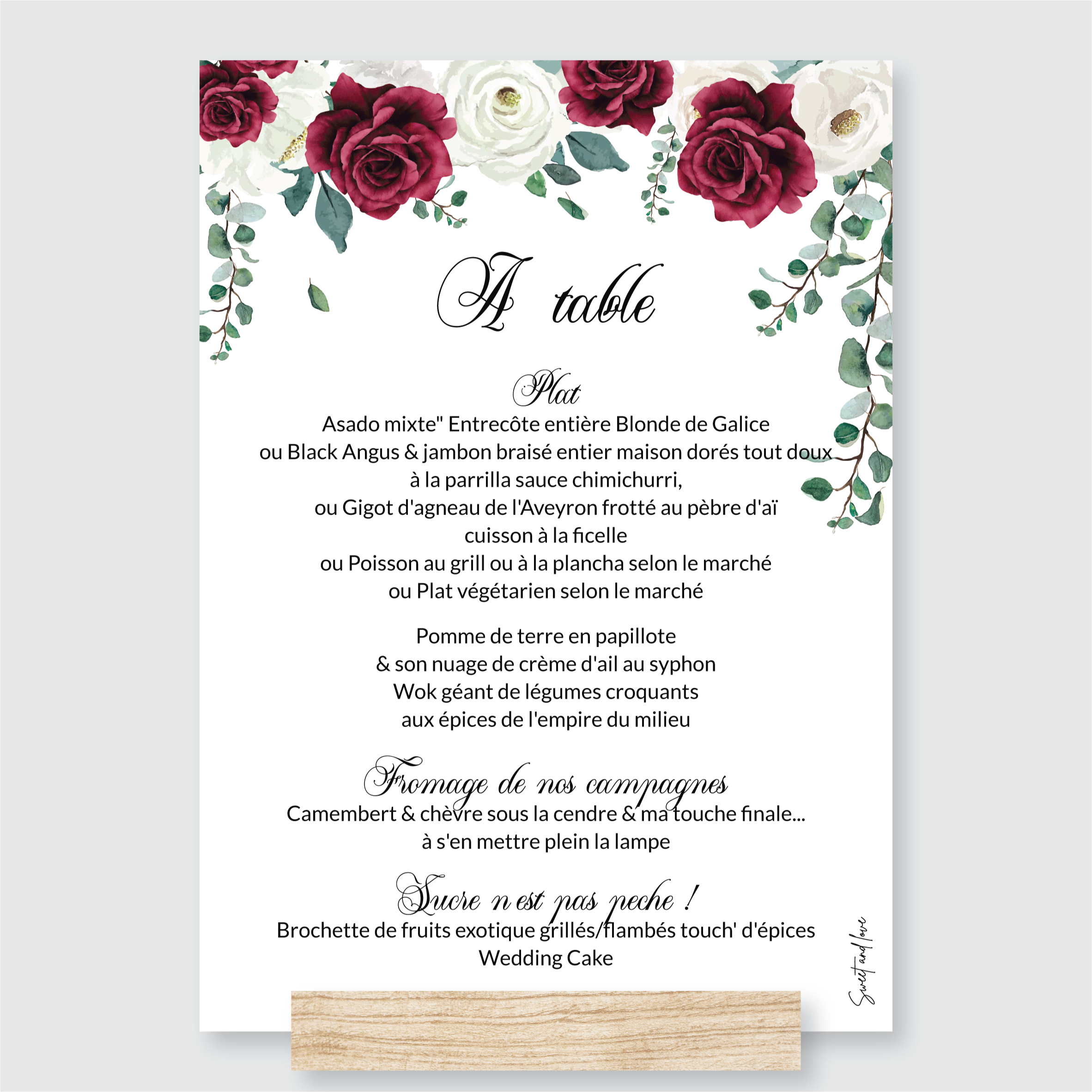 Menu de mariage