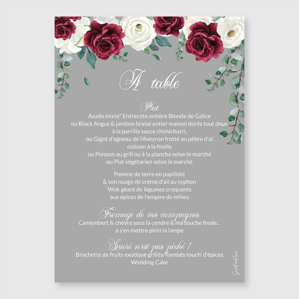 Menu de mariage