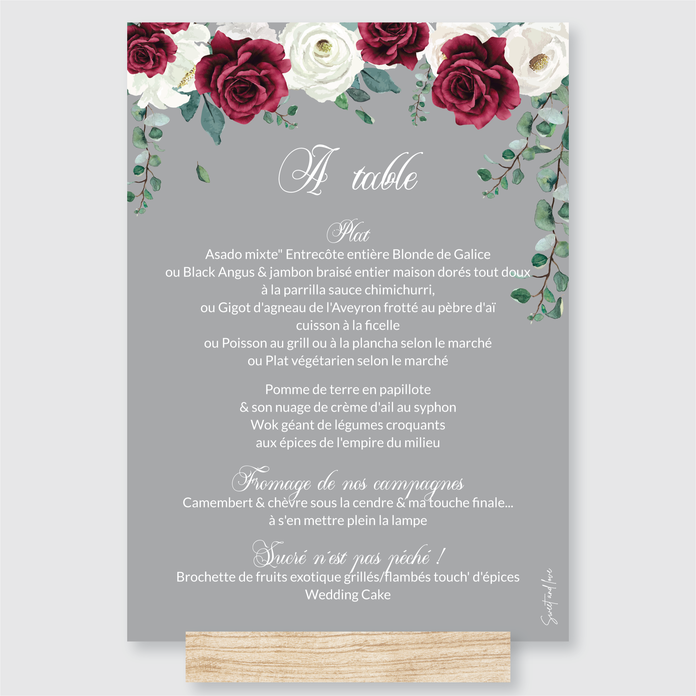 Menu de mariage