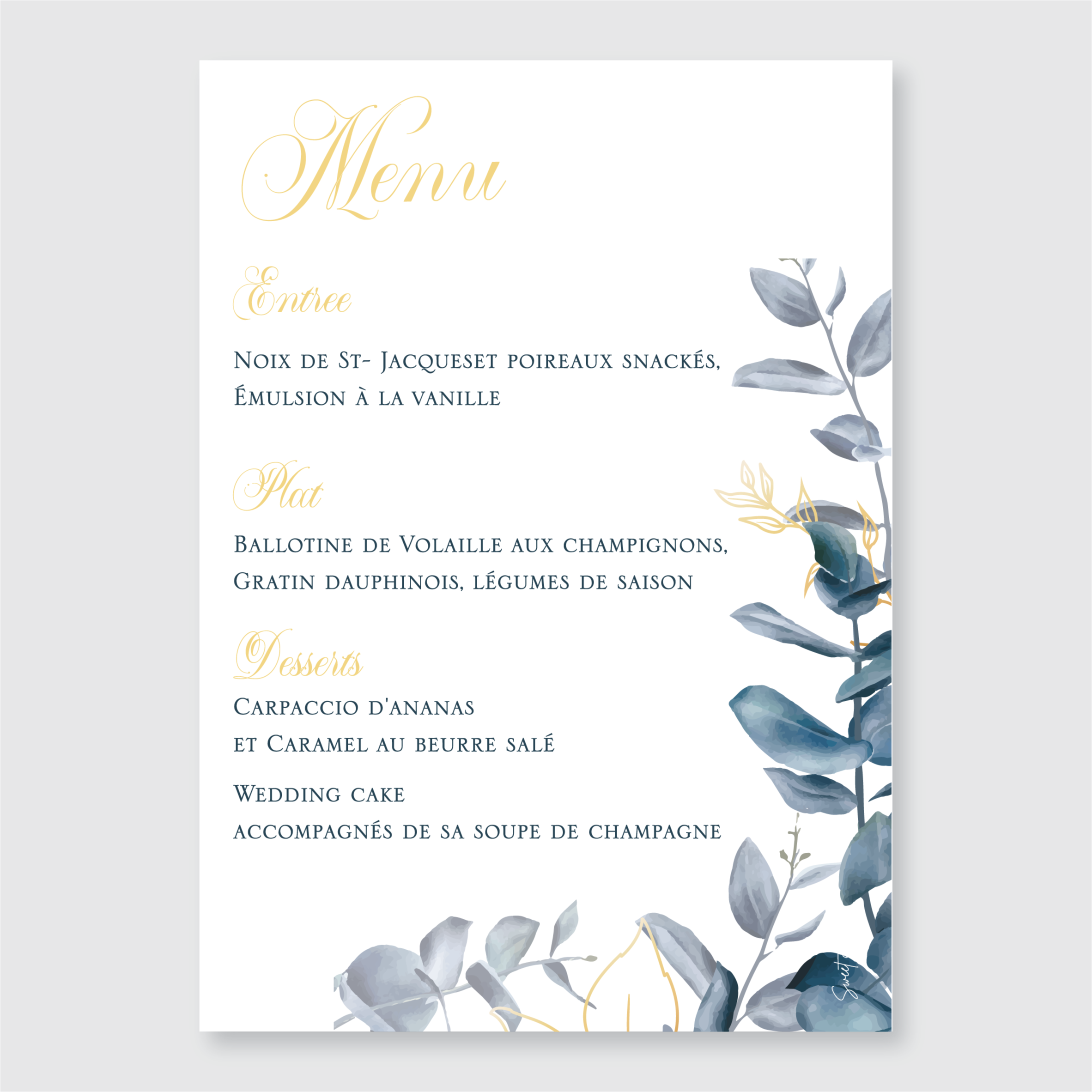Menu de mariage