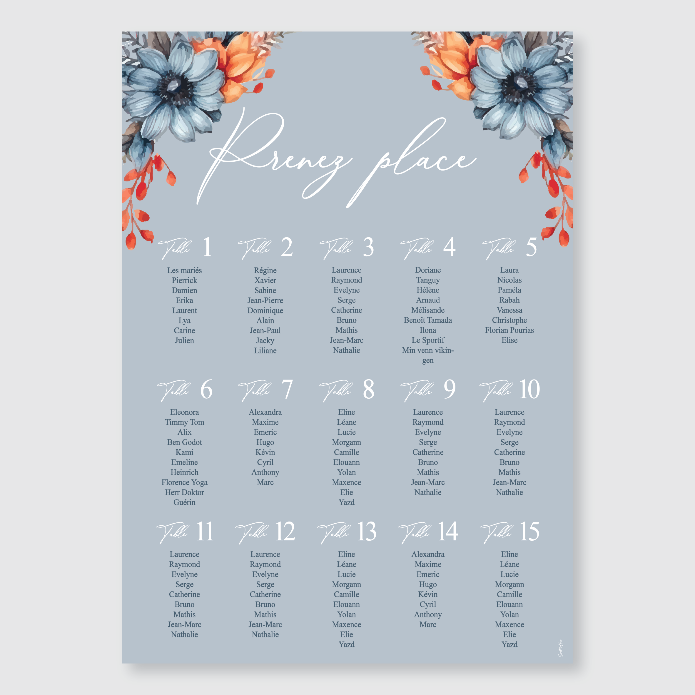 Panneau plan de table