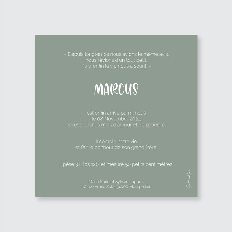 Faire-part de Naissance Marcus