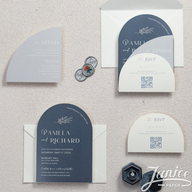 Faire-part Triptique bleu