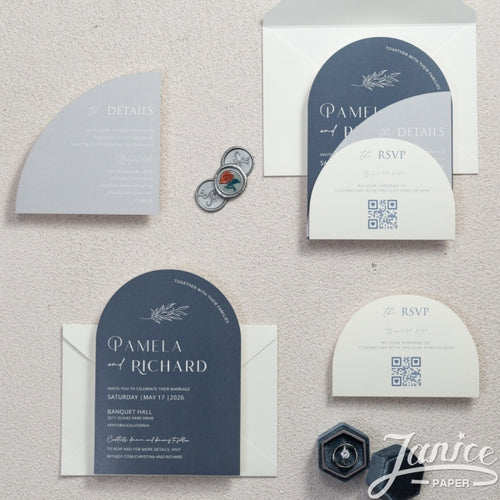 Faire-part Triptique bleu