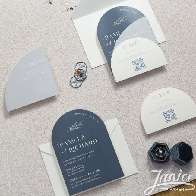 Faire-part Triptique bleu