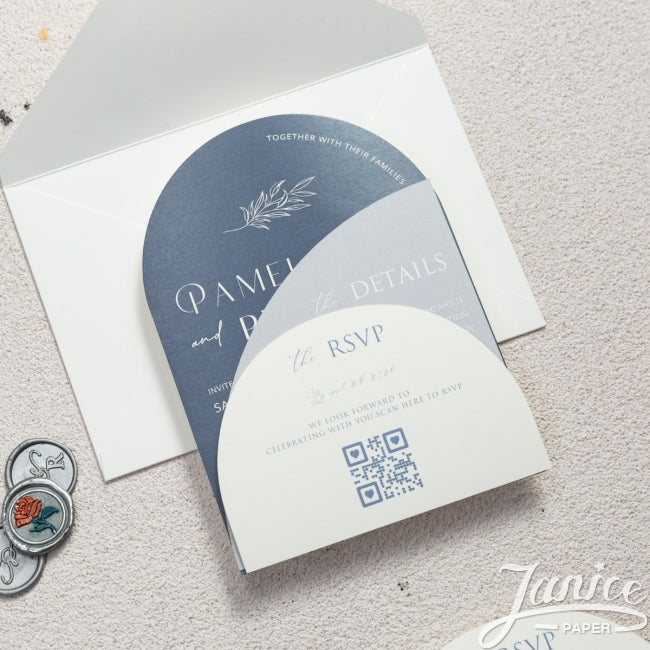 Faire-part Triptique bleu