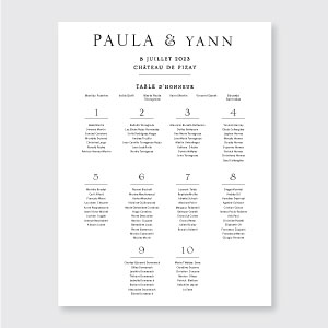 Panneau Plan de table mariage noir et blanc chic et élégant décoration de salle